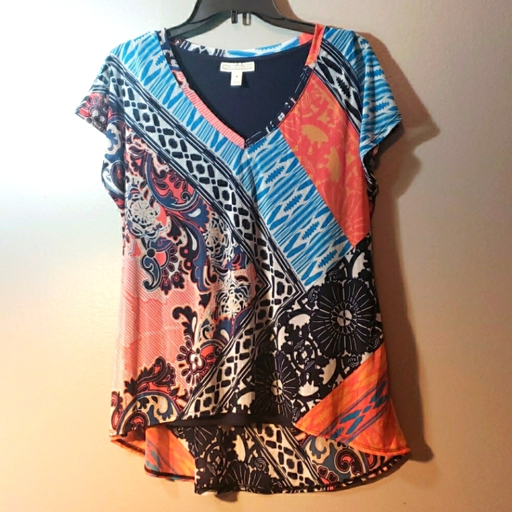 Dana‎ Buchman short sleeve printed top